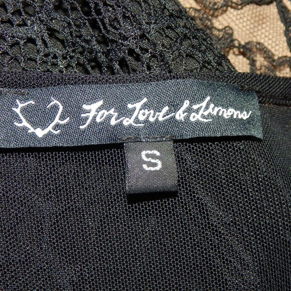 FOR LOVE & LEMONS Black Lace Mesh Long Sleeve Sexy Womans Dress size S /5331 - Picture 6 of 6